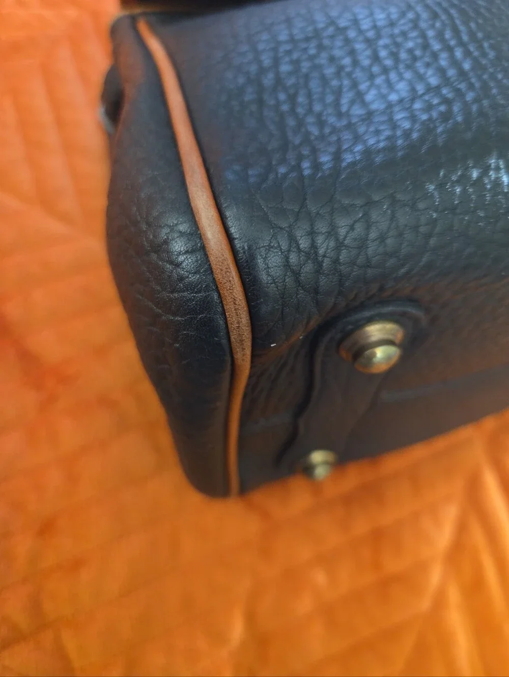 Vintage 1990s Dooney & Bourke All-Weather Leather Black British Tan Top Handle